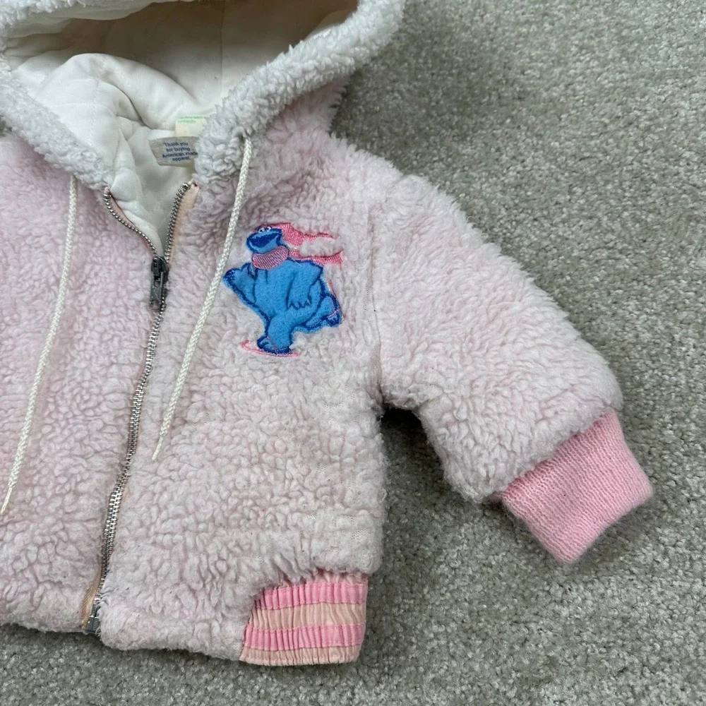 Vintage Sesame Street Cookie Monster Pink Sherpa Fleece Jacket Baby Size 1